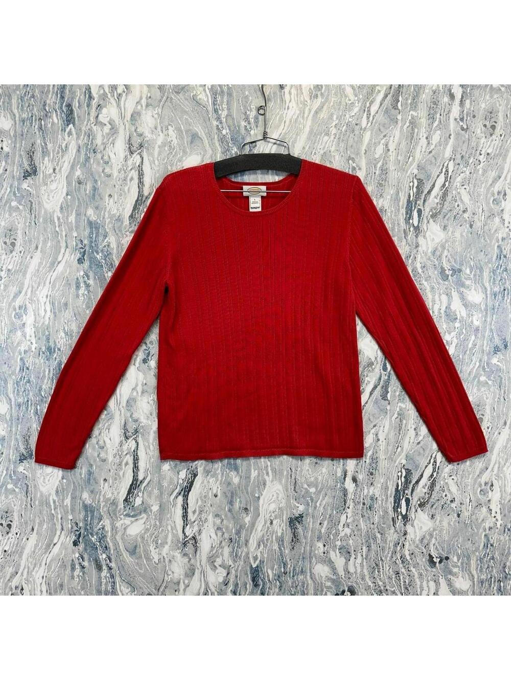 Talbots Preppy Classic Red Ribbed Sweater (L) - Picture 3 of 9